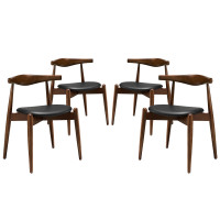 Modway EEI-1378-DWL-BLK Stalwart Dining Side Chairs Set of 4 in Dark Walnut Black