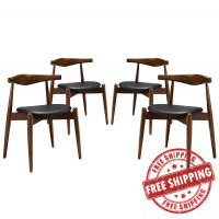 Modway EEI-1378-DWL-BLK Stalwart Dining Side Chairs Set of 4 in Dark Walnut Black