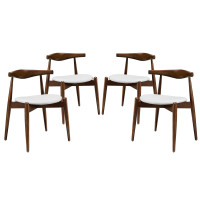 Modway EEI-1378-DWL-WHI Stalwart Dining Side Chairs Set of 4 in Dark Walnut White