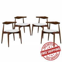 Modway EEI-1378-DWL-WHI Stalwart Dining Side Chairs Set of 4 in Dark Walnut White
