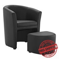 Modway EEI-1407-BLK Divulge Wood Armchair and Ottoman in Black