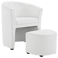 Modway EEI-1407-WHI Divulge Wood Armchair and Ottoman in White