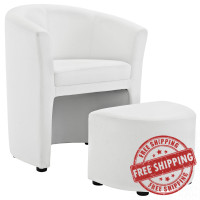 Modway EEI-1407-WHI Divulge Wood Armchair and Ottoman in White