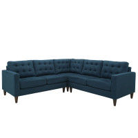 Modway EEI-1417-AZU Empress 3 Piece Fabric Sectional Sofa Set in Azure