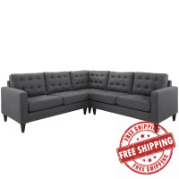 Modway EEI-1417-DOR Empress 3 Piece Fabric Sectional Sofa Set in Dorma