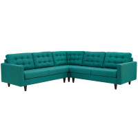 Modway EEI-1417-TEA Empress 3 Piece Upholstered Fabric Sectional Sofa Set