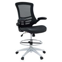 Modway EEI-1422-BLK Attainment Vinyl Drafting Stool in Black