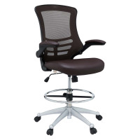 Modway EEI-1422-BRN Attainment Vinyl Drafting Stool in Brown