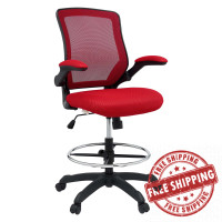 Modway EEI-1423-RED Veer Drafting Stool in Red