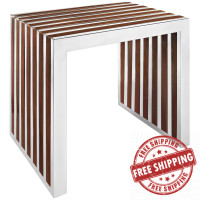 Modway EEI-1429-WAL Gridiron Wood Inlay Small Bench in Walnut