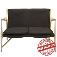 Modway EEI-1441-NAT-BRN Makeshift Upholstered Loveseat in Natural Brown