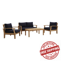 Modway EEI-1469-NAT-NAV-SET Marina 4 Piece Outdoor Patio Teak Set