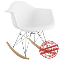 Modway EEI-147-WHI Rocker Lounge Chair in White