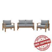 Modway EEI-1470-NAT-GRY-SET Marina 3 Piece Outdoor Patio Teak Set