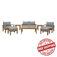 Modway EEI-1471-NAT-GRY-SET Marina 8 Piece Outdoor Patio Teak Set
