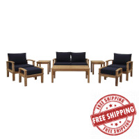 Modway EEI-1471-NAT-NAV-SET Marina 8 Piece Outdoor Patio Teak Set