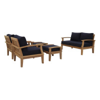 Modway EEI-1472-NAT-NAV-SET Marina 5 Piece Outdoor Patio Teak Set