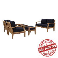 Modway EEI-1472-NAT-NAV-SET Marina 5 Piece Outdoor Patio Teak Set