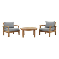 Modway EEI-1475-NAT-GRY-SET Marina 3 Piece Outdoor Patio Teak Set