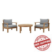 Modway EEI-1475-NAT-GRY-SET Marina 3 Piece Outdoor Patio Teak Set