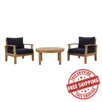 Modway EEI-1475-NAT-NAV-SET Marina 3 Piece Outdoor Patio Teak Set