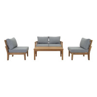 Modway EEI-1477-NAT-GRY-SET Marina 5 Piece Outdoor Patio Teak Set