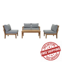 Modway EEI-1477-NAT-GRY-SET Marina 5 Piece Outdoor Patio Teak Set