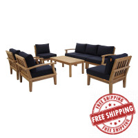 Modway EEI-1479-NAT-NAV-SET Marina 8 Piece Outdoor Patio Teak Set