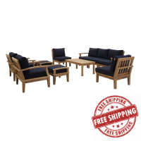 Modway EEI-1480-NAT-NAV-SET Marina 10 Piece Outdoor Patio Teak Set