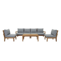 Modway EEI-1481-NAT-GRY-SET Marina 7 Piece Outdoor Patio Teak Set