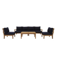 Modway EEI-1481-NAT-NAV-SET Marina 7 Piece Outdoor Patio Teak Set