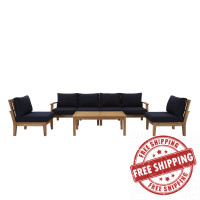 Modway EEI-1481-NAT-NAV-SET Marina 7 Piece Outdoor Patio Teak Set