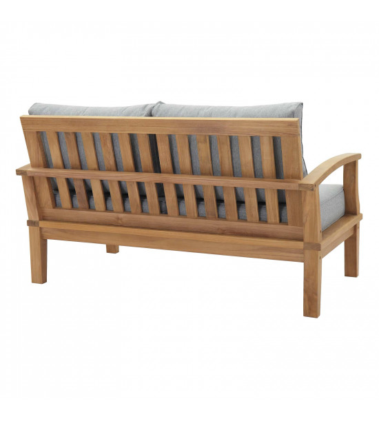 Modway EEI-1486-NAT-GRY-SET Marina Premium Grade A Teak Wood Outdoor Patio Furniture Set Natural Gray 7 Piece 