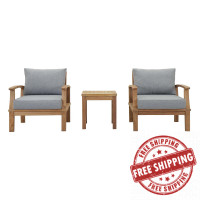 Modway EEI-1487-NAT-GRY-SET Marina 3 Piece Outdoor Patio Teak Set