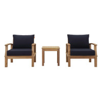 Modway EEI-1487-NAT-NAV-SET Marina 3 Piece Outdoor Patio Teak Set