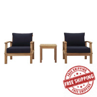 Modway EEI-1487-NAT-NAV-SET Marina 3 Piece Outdoor Patio Teak Set