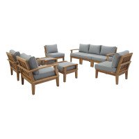 Modway EEI-1488-NAT-GRY-SET Marina 9 Piece Outdoor Patio Teak Set