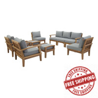 Modway EEI-1488-NAT-GRY-SET Marina 9 Piece Outdoor Patio Teak Set