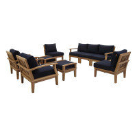 Modway EEI-1488-NAT-NAV-SET Marina 9 Piece Outdoor Patio Teak Set