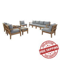 Modway EEI-1489-NAT-GRY-SET Marina 10 Piece Outdoor Patio Teak Set