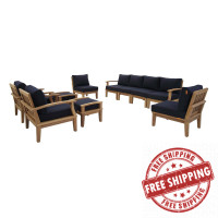 Modway EEI-1489-NAT-NAV-SET Marina 10 Piece Outdoor Patio Teak Set