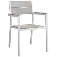 Modway EEI-1506-WHI-LGR Maine Dining Outdoor Patio Armchair in White Light Gray