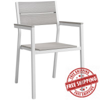 Modway EEI-1506-WHI-LGR Maine Dining Outdoor Patio Armchair in White Light Gray