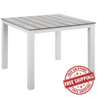 Modway EEI-1507-WHI-LGR Maine 40" Outdoor Patio Dining Table in White Light Gray