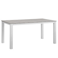 Modway EEI-1508-WHI-LGR Maine 63" Outdoor Patio Dining Table in White Light Gray