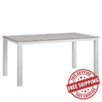 Modway EEI-1508-WHI-LGR Maine 63" Outdoor Patio Dining Table in White Light Gray
