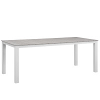 Modway EEI-1509-WHI-LGR Maine 80" Outdoor Patio Dining Table in White Light Gray