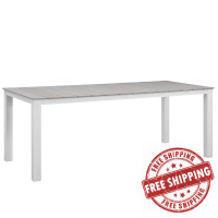 Modway EEI-1509-WHI-LGR Maine 80" Outdoor Patio Dining Table in White Light Gray