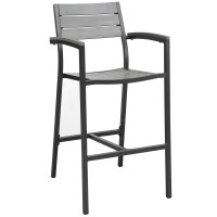 Modway EEI-1510-BRN-GRY Maine Outdoor Patio Bar Stool in Brown Gray