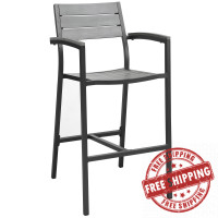 Modway EEI-1510-BRN-GRY Maine Outdoor Patio Bar Stool in Brown Gray